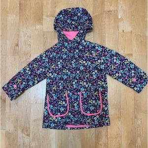 Carter’s Hooded Raincoat, Girls Sz 5, Floral, Zipper & Velcro Closure